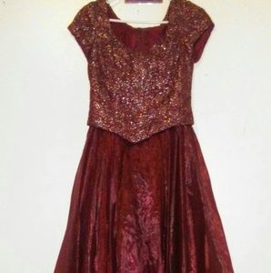 ✨Maroon Floor-Length Princess Dress